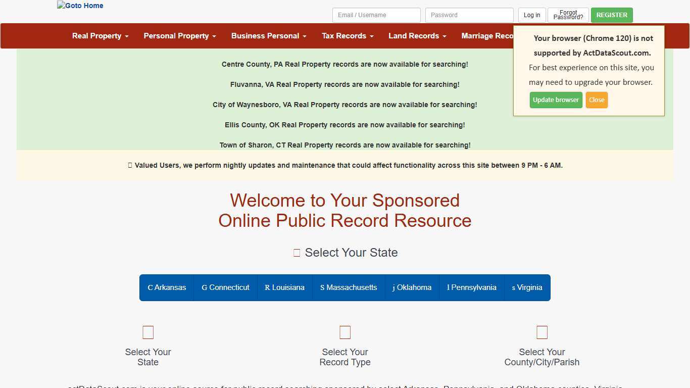 actDataScout - County / Parish Sponsored Public Records