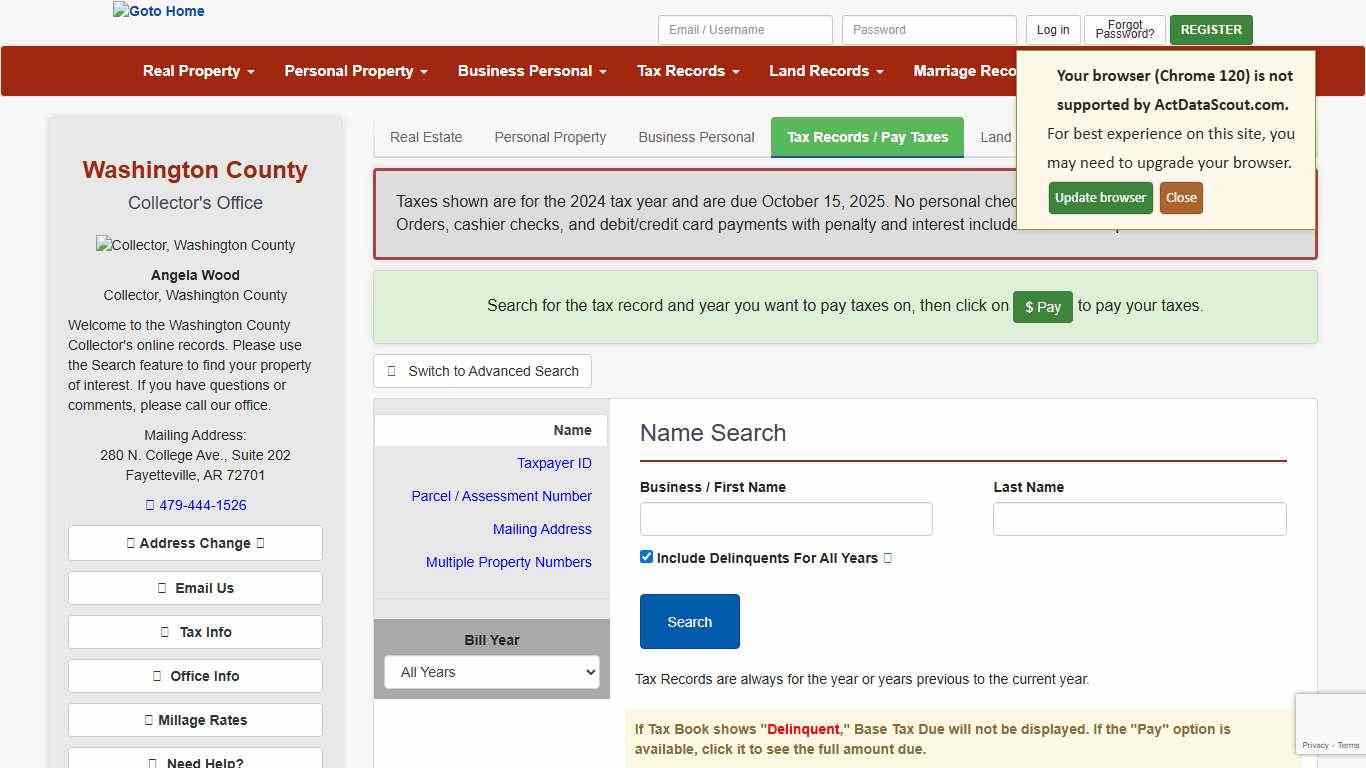 Washington County, Arkansas Tax Collector Search - actDataScout