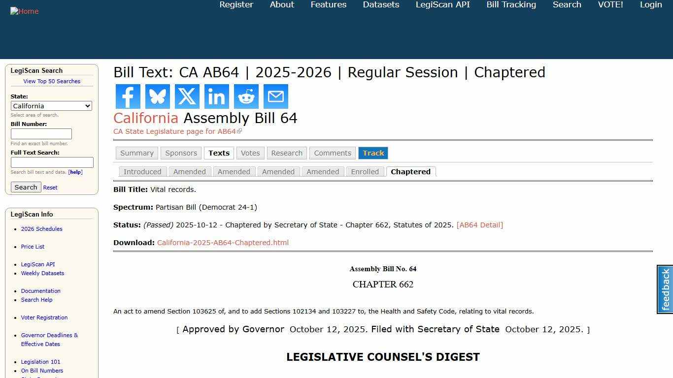 Bill Text: CA AB64 2025-2026 Regular Session Chaptered LegiScan